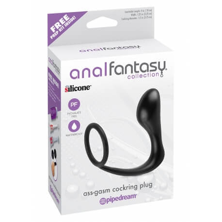 STIMOLATORE PROSTATA ASS-GASM COCKRING PLUG BLACK