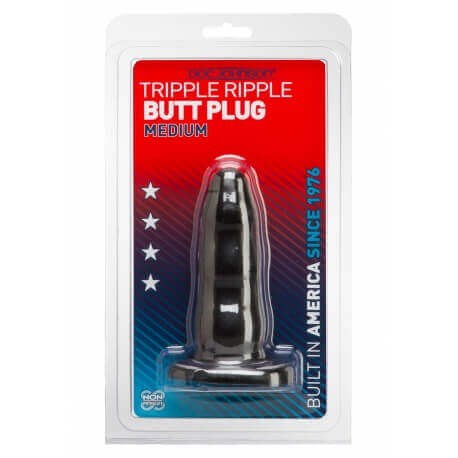 PLUG ANALE TRIPLE RIPPLE BUTT PLUG BLACK M