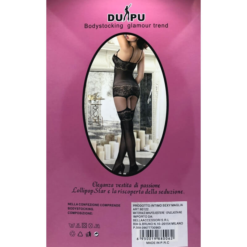 Bodystocking Nero in Pizzo con Calze Misura unica